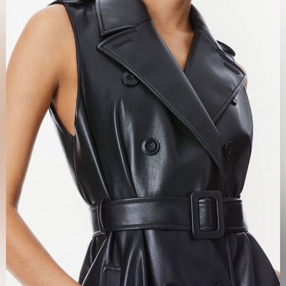 NWOT Alice Olivia Leather Sleeveless Trench Coat